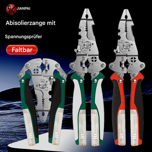 Multifunktionale Abisolierzange mit Spannungsprüfer