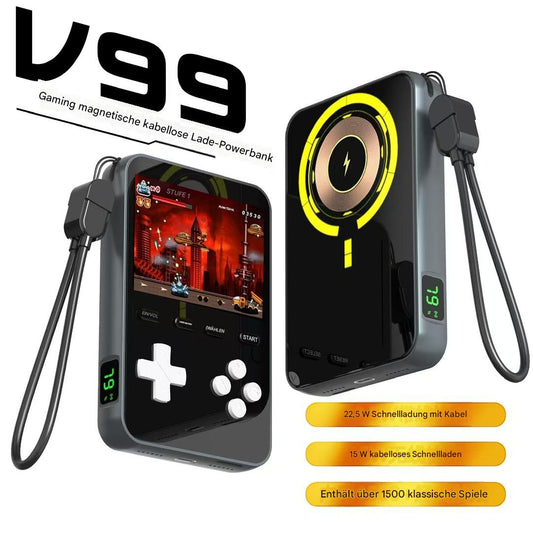 Magnetische kabellose Powerbank für Gaming | 1500 klassische Spiele + Schnellladung, jederzeit und überall spielen