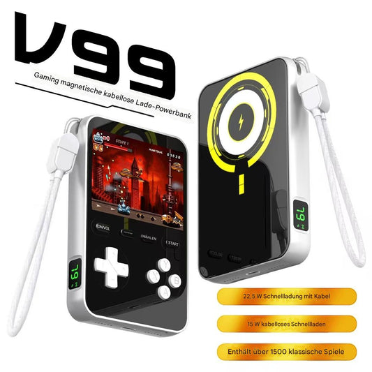 Magnetische kabellose Powerbank für Gaming | 1500 klassische Spiele + Schnellladung, jederzeit und überall spielen