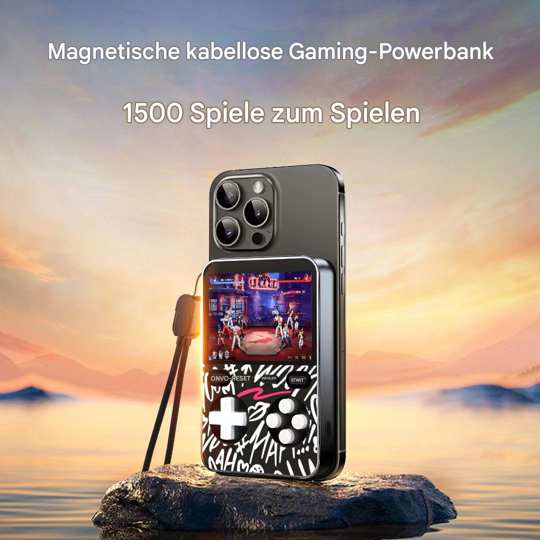 Magnetische kabellose Powerbank für Gaming | 1500 klassische Spiele + Schnellladung, jederzeit und überall spielen