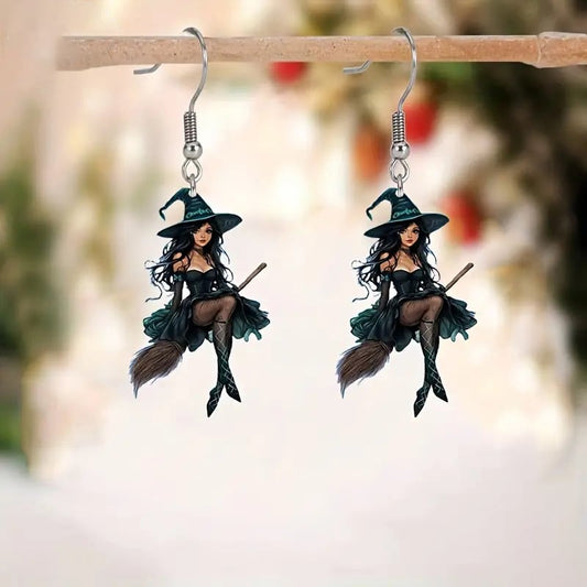 🧙‍♀️✨ Hexe auf Besen Ohrringe