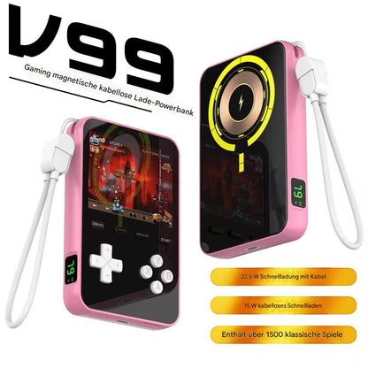 Magnetische kabellose Powerbank für Gaming | 1500 klassische Spiele + Schnellladung, jederzeit und überall spielen